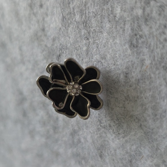 Asymmetrical Black & Silver Tone Rhinestone Earrings Set - Picture 2 of 5